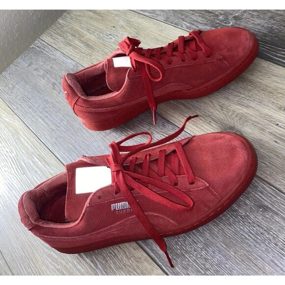 PUMA Suede Classic Mono Women's US Size 9.5 Iced High Risk Red Sneaker Shoes - Picture 2 of 10